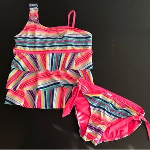Justice Multi-Colored Striped Bikini Set Size 14